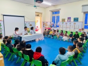 TRƯỜNG MẦM NON SƠN CA PHỐI HỢP VỚI ĐIỂM TRẠM Y TẾ HIM LAM PHƯỜNG ĐIỆN BIÊN PHỦ CHO TRẺ UỐNG VITAMIN A VÀ THUỐC TẨY GIUN ĐỊNH KỲ